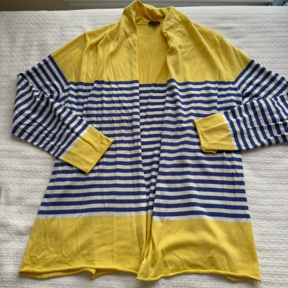 XL Talbots Yellow, Blue, and White Open Front Cardigan